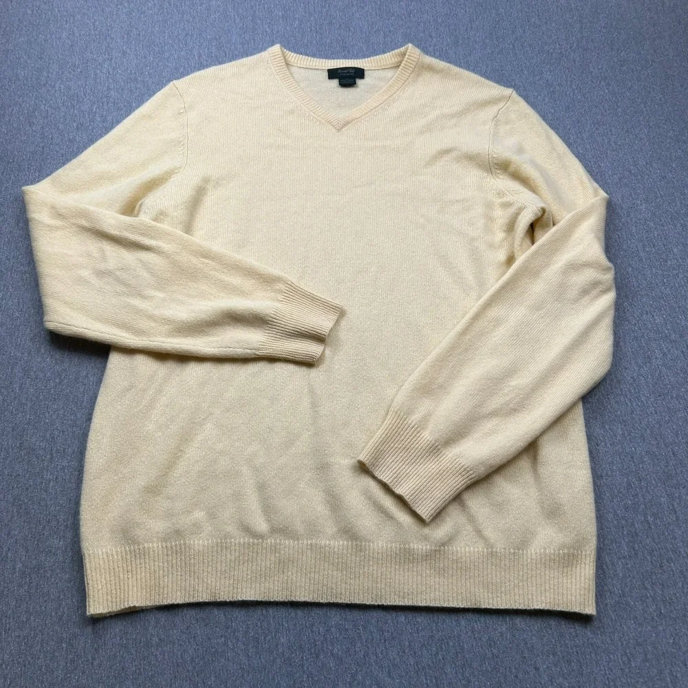 Marshall Fields Cashmere Vneck Sweater Mens Large Tall Butter‎ Yellow